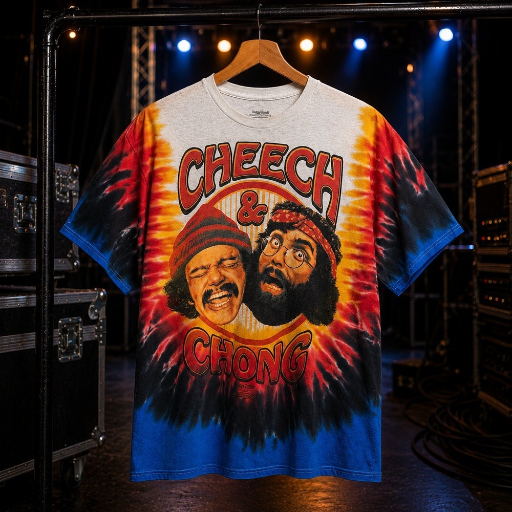 Cheech & Chong Up in Smoke Tie Dye Graphic Tee Mens Medium Red Yellow Blue